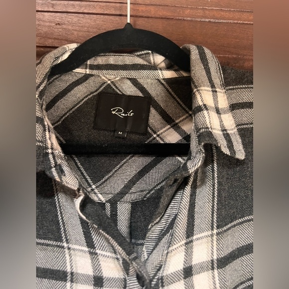 RAILS flannel ellson button down plaid black white shirt medium - Picture 3 of 10